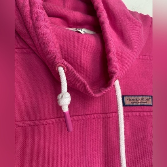 Vineyard Vines Bright Pink Scuba High Neck Sweatshirt Pullover with Thumb Holes - Picture 2 of 8